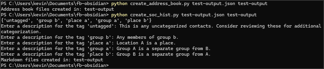 Running both create scripts in my terminal, including prompts to describe tags.