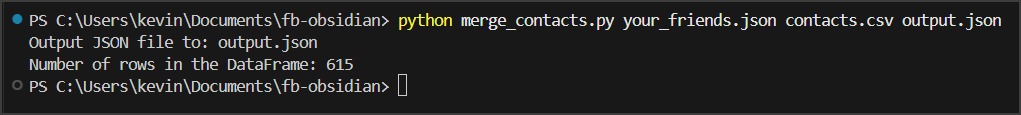 Running the merge with my actual data resulted in 615 contacts to review and tag.